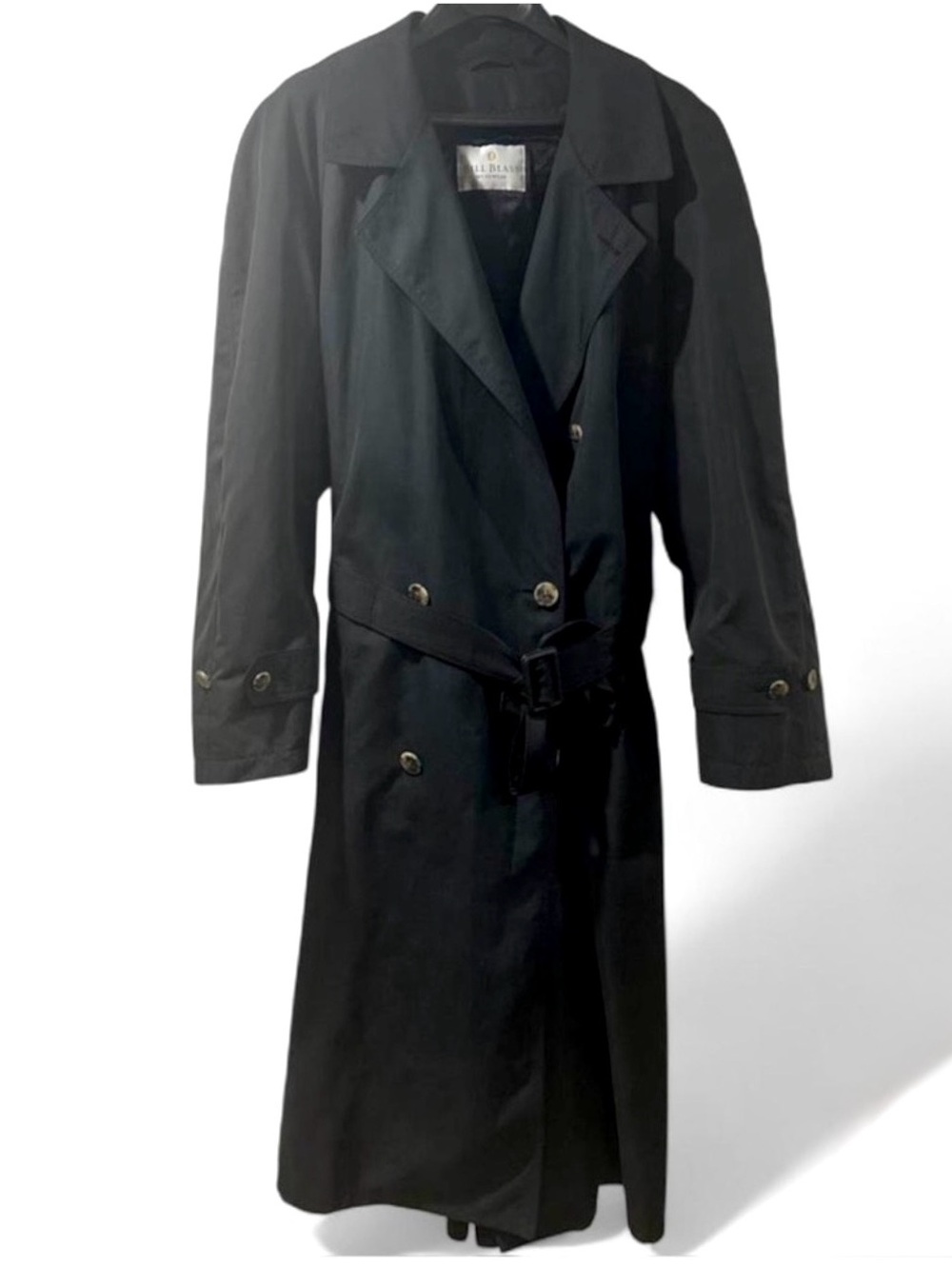 Vintage Bill Blass Wool-Lined Black Trench Coat Size Men’s XL (See description)